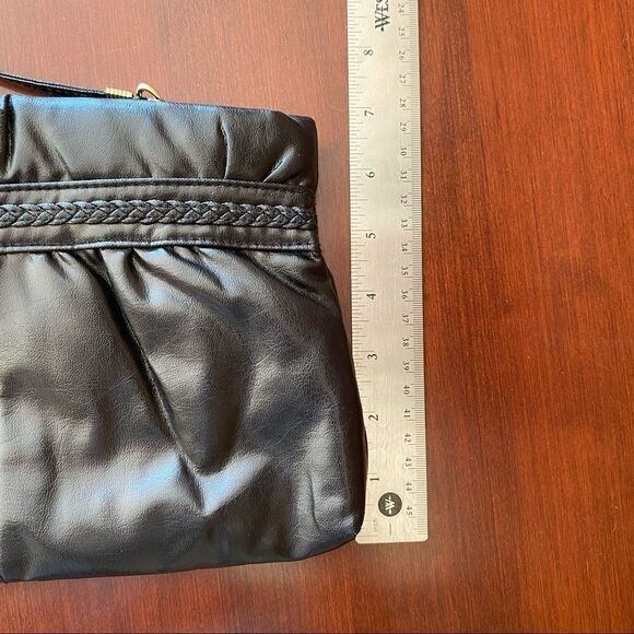 Holiday Fair 2 Pocket Purse w/ Braided Accent & Detachable Strap - Black & Gold - Picture 9 of 11